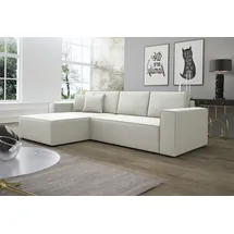 Fun Möbel Ecksofa Schlafsofa Sofa CONOR PREMIUM Kunstleder Soft Weiß Ottomane Links - Weiß