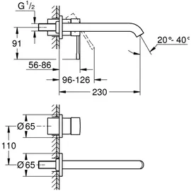 Grohe Essence 2-Loch-Waschtischbatterie Supersteel