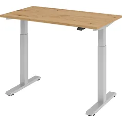bümö elektrisch höhenverstellbarer Schreibtisch Asteiche 120x67 cm - kleiner Schreibtisch höhenverstellbar elektrisch, elektrischer Schreibtisch &