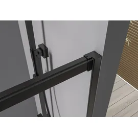 Bernstein Eckdusche DX906 FLEX Schiebetür Soft-Close 8mm Nano Echtglas Schwarz matt 80x160cm