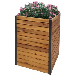 Pflanzkasten MCW-L23, Hochbeet Blumenkasten, Outdoor Akazie Holz MVG-zertifiziert Aluminium ~ 60x42x42cm braun
