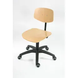 STIER Arbeitsstuhl mit Rollen Sitzhöhe 450-640 mm Buche natur