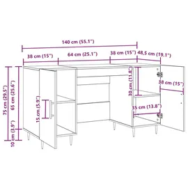 vidaXL Schreibtisch mit Regal Schwarz Eichen-Optik 140 x 50 x 75 cm