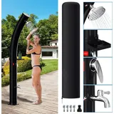 Clanmacy Solardusche 20-60 Liter - bis 60°C – mit schwenkbarem Duschkopf, Fußdusche & Gartenschlauch - Schwarz