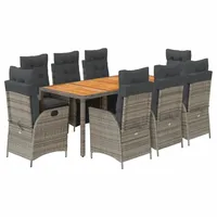 vidaXL Garten-Essgruppe 9-tlg. Grau