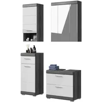 Inn.furn Badmöbel-Set weiß Hochglanz, grau 4-teilig 112 cm, 14