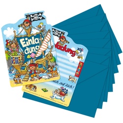 Einladungskarten-Set Pirat Pit Planke 8 Karten + Umschläge