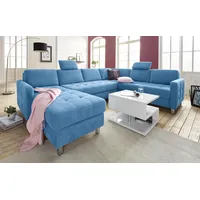 sit&more Wohnlandschaft Kunstleder U-Form 3-Sitzer Blau