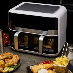 Masterpro - ROCKET 9L 2400W Doppel-Luftfritteuse mit Digitalanzeige und Zeit- und Temperaturregelung