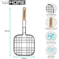WellHome - Grill mit Holzgriff und Antihaftbeschichtung 21x21cm