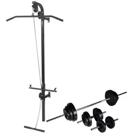 vidaXL Fitnessstation Wandmontage mit Langhantel Kurzhantel Set 30,5kg