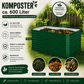 Vicco Komposter Grün, 120 x 60 cm, Gartenzubehör, Gartenpflege, Gartengeräte