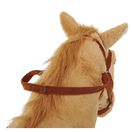 Homcom Reitpferd Spielpferd Plüschpferd Spielpferd für Kinder Stehpferd mit Sound Beige