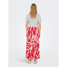 Only Maxirock Damen Rot/Schwarz Bedruckt M