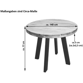 Sam Esszimmertisch rund 140 cm Akazienholz nussbaumfarben schwarz SOPHIA - Braun