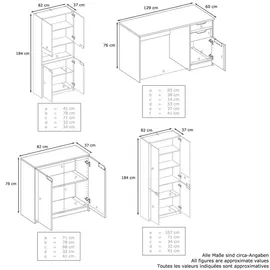 Vladon Logan Aktenschrank 246 x 60 x 185 cm weiß