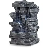 Zen'Light - Zimmerbrunnen Grand Canyon - Wasserfall in Steinoptik - Weiße LED-Beleuchtung - Moderne Zen Deko, Ideal für Meditation & Entspannung - Feng Shui - H 28cm, Grau