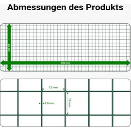 Wiltec Maschendrahtzaun 1x5 m Grün 50 cm