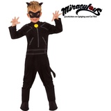 Rubies Rubie's Offizielles Kostüm Cat Noir, Miraculous Ladybug, mit Augenmaske, für Kinder, Superheld, Kindergröße S, 3-4 Jahre Halloween