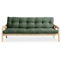 Schlafsofa KARUP DESIGN, grün (olivgrün), B:204cm H:40cm T:90cm, Sofas, Schlafsofa, Mit Holzstruktur, inkl. Futonmatratze, Liegefläche 130x190 cm