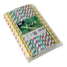 Papstar Shake-Halme, Papier Ø 8 mm, 21 cm farbig sortiert "Stripes"