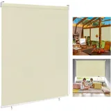 Außenrollo Senkrechtmarkise Rollo Beschattung Balkonrollo Außen Sonnenschutzrollo Balkonrollo uv Schutz (180 240cm, Beige) - Beige - Uisebrt