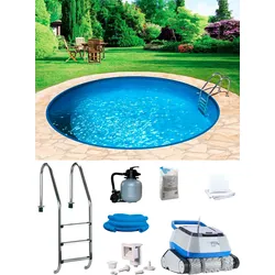 Rundpool MY POOL BWT "POWER", weiß, H:150cm Ø:450cm, Schwimmbecken, inkl. Poolroboter POWER ONE4ALL