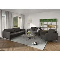 s-style möbel Auris - Moderne Polstergarnitur 3+2+1 mit Schwarz Metall Füßen aus Beige Luxusmikrofaser,