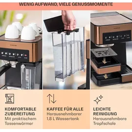 Klarstein Arabica Comfort Siebträgermaschine Kupfer-Metallic