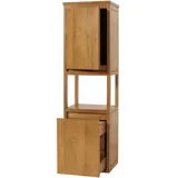 Mendler Teak-Hochschrank HWC-M71, Badschrank Badregal Badezimmer, hochwertiges B-Grade-Teak (Kernholz, 20-30 Jahre), 141x41x36cm