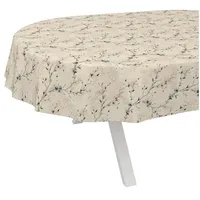 ANRO Wachstuchtischdecke abwaschbar Oval 220 x 140 cm Beige