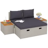 Outsunny Polyrattan Sonnenliege für 2 Personen Doppelliege mit Fußhocker Stauraum Schirmloch wetterfest Gartenliege 320kg Belastbar Gartenmöbel