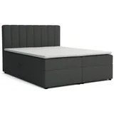 dein schlaf 24 Boxspringbett ROCK 140x200 Velour Anthrazit H3 - Dunkelgrau