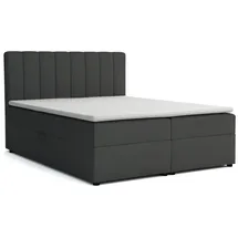 dein schlaf 24 Boxspringbett ROCK 140x200 Velour Anthrazit H3 - Dunkelgrau