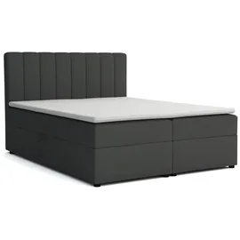 dein schlaf 24 Boxspringbett ROCK 140x200 Velour Anthrazit H3 - Dunkelgrau