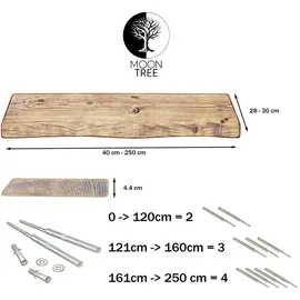 Moontree Wandregal 180 x 30 x 4,4 cm Dunkle Eichenoptik