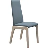 Polsterstuhl STRESSLESS "Laurel", blau (light blau dinamica, eiche gekalkt), B:57cm H:92cm T:59cm, Microfaser DINAMICA (88% Polyester, 12% Polyurethan), Stühle, Polsterstuhl, Low Back, Größe L, mit abgerundeten Beinen in Eiche gekalkt