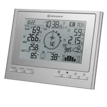 Bresser zusätzliche Basisstation für 7003100 ClimateScout Wetter-Center 7-in-1 Funk Wetterstation mit Farbdisplay und integriertem Wecker, Silber