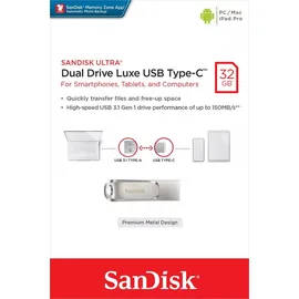 SanDisk Ultra Dual Drive Luxe 32 GB silber USB-C 3.1