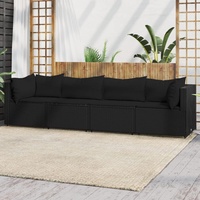 Festnight Gartensofa 3-Sitzer Rattan Sofa Balkonmöbel Lounge Sofa Outdoor Balkonsofa Balkon Couch Garten Gartenbank Sitzbank Gartenmöbel Set Loungemöbel Terrasse, Schwarz