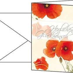 Motivkarte Red Poppies DS003 115x170mm 10er-Pack +Umschläge