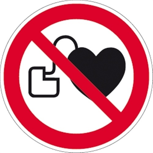 Schild Kein Zutritt für Personen mit Herzschrittmacher ISO 7010, Alu, Ø 315 mm
