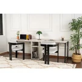 HANAH Home Zeitgemäßer und praktischer Schreibtisch, Freesia, Schwarz, 240 x 74 x 60 | 100% melaminbeschichtete Spanplatte | perfekt für modernes Homeoffice & Arbeitszimmer, Elegantes & funktionales Design