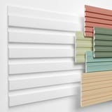 HEXIMO Lamellenwand (3.67 m2) aus XPS - Lamellen Wandpaneele Lamellenverkleidung Akustikpaneele weiß (8 Paneele, HLM-1-01 weiß) Wandplatten wall panels Schaumstoff