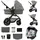 Kinderkraft MOOV2 AIR Kinderwagen 3 in 1 Kinderwagenset bis 26 kg mit Kindersitz I-SIZE 40-75 cm, Buggy Funktion, Liegeposition verstellbar, Große ausziehbare Verdeck, Aufblasbare Räder, Hellgrau