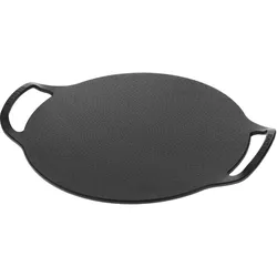 Victoria Grillplatte Gusseisen für Pizza, Pfanne 38cm mit Griffen, Induktion, Feuer, Ofen, VIC-34474, Schwarz