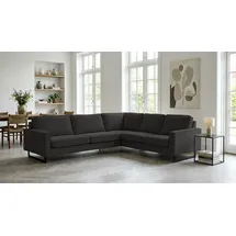 Home Affaire Ecksofa HOME AFFAIRE "Pinto, XXL, 250/290 cm, langer Schenkel, Ottomane", grau (dunkelgrau), B:290cm H:85cm T:250cm, Luxus-Microfaser in Lederoptik(100% Polyester);Cord (92% Polyester, 8% Polyamide), Sofas, Ecksofa, Cord, Chenille, Lederoptik, mit Keder, 