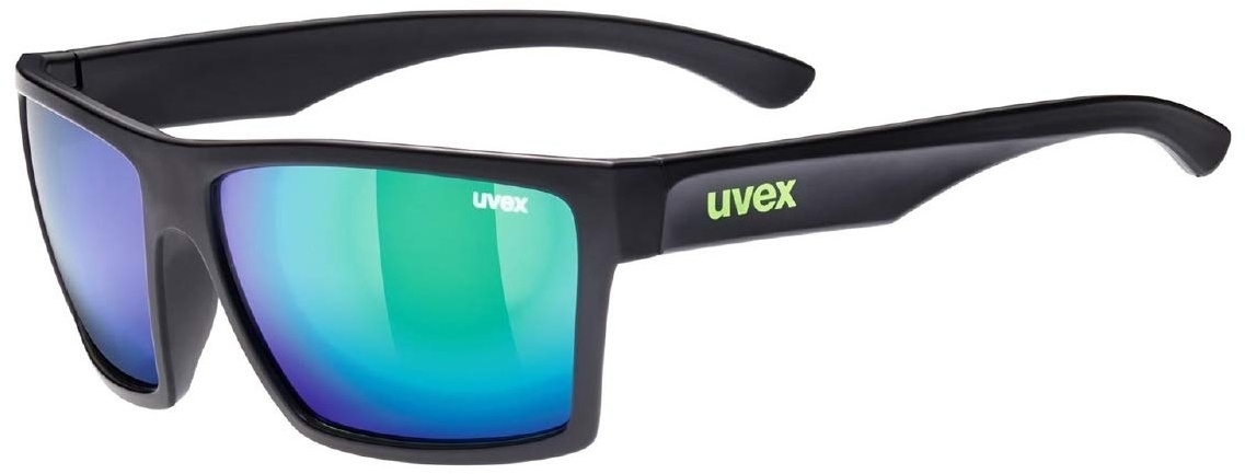 uvex LGL 29 - Sonnenbrille für Damen und Herren - verspiegelt - Filterkategorie 3 - black matt/green - one size