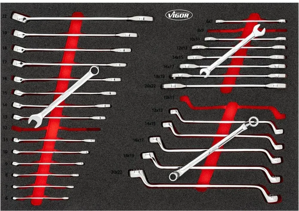 VIGOR Doppel-Maul-, Doppel-Ring- und Ring-Maulschlüssel Satz - 29-teilig - V6726N