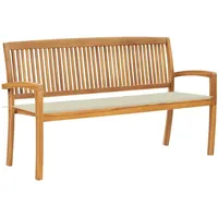 VidaXL Stapelbare Gartenbank mit Auflage 159 cm Massivholz Teak